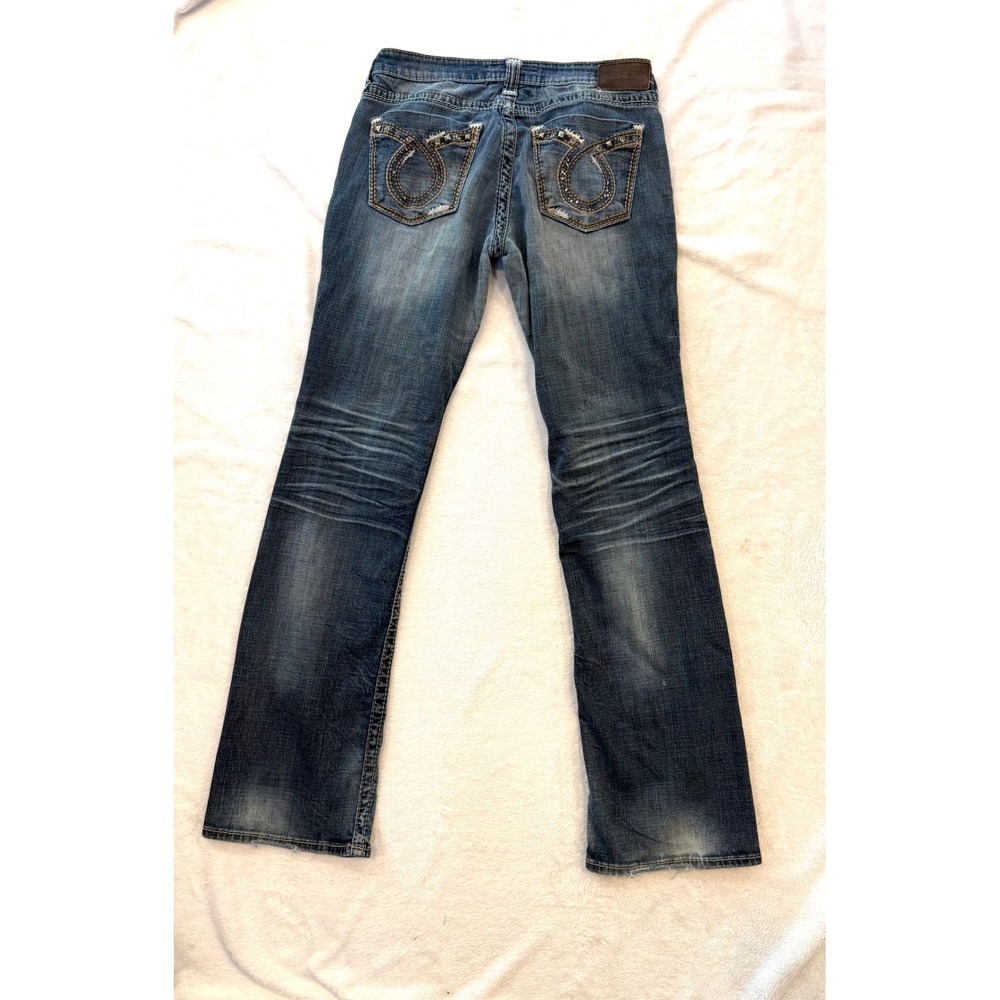Buckle Big Star Vintage Liv Bootcut Jeans Blue Distressed Studded 31L Womens - Picture 4 of 12